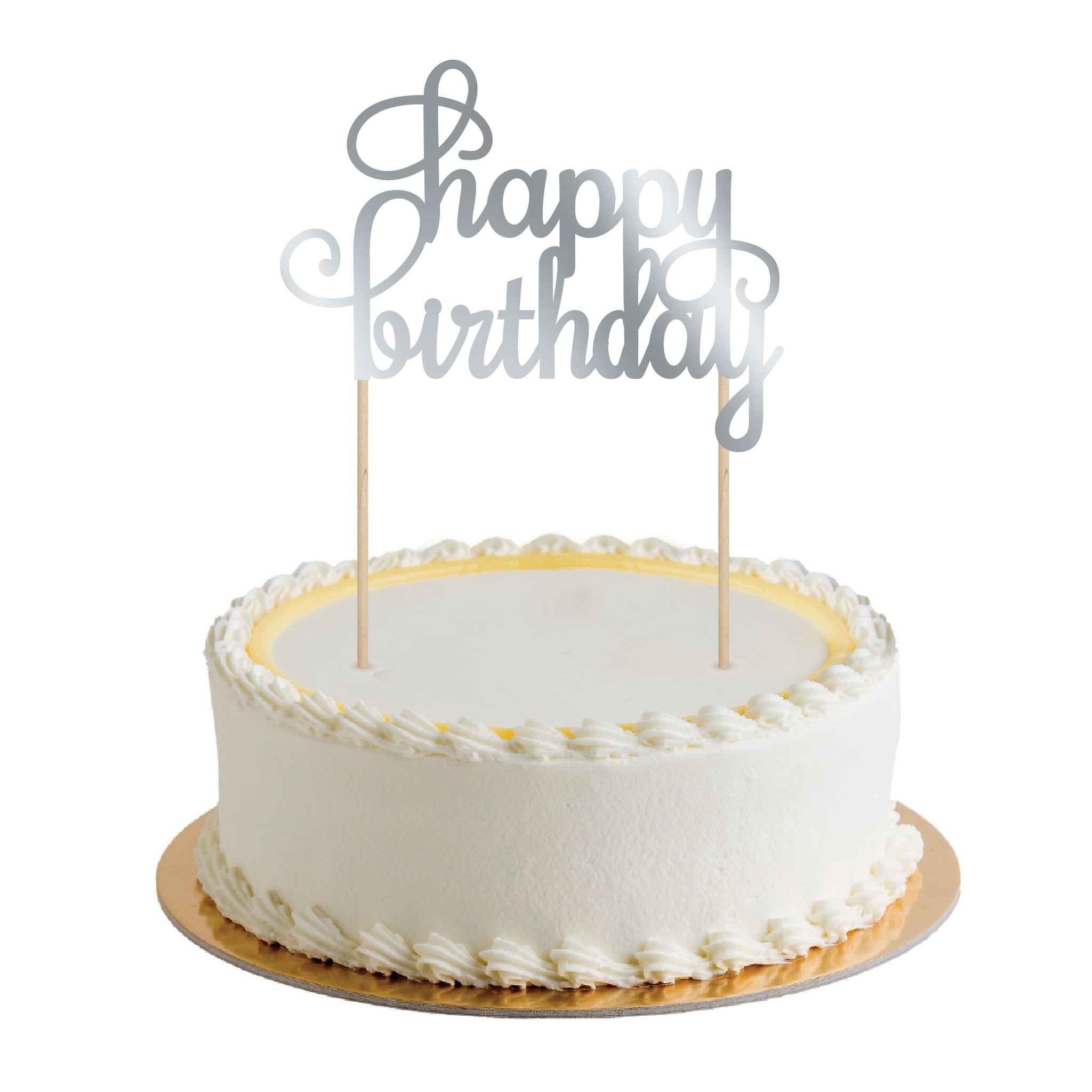 Cake Topper Happy Birthday Plata