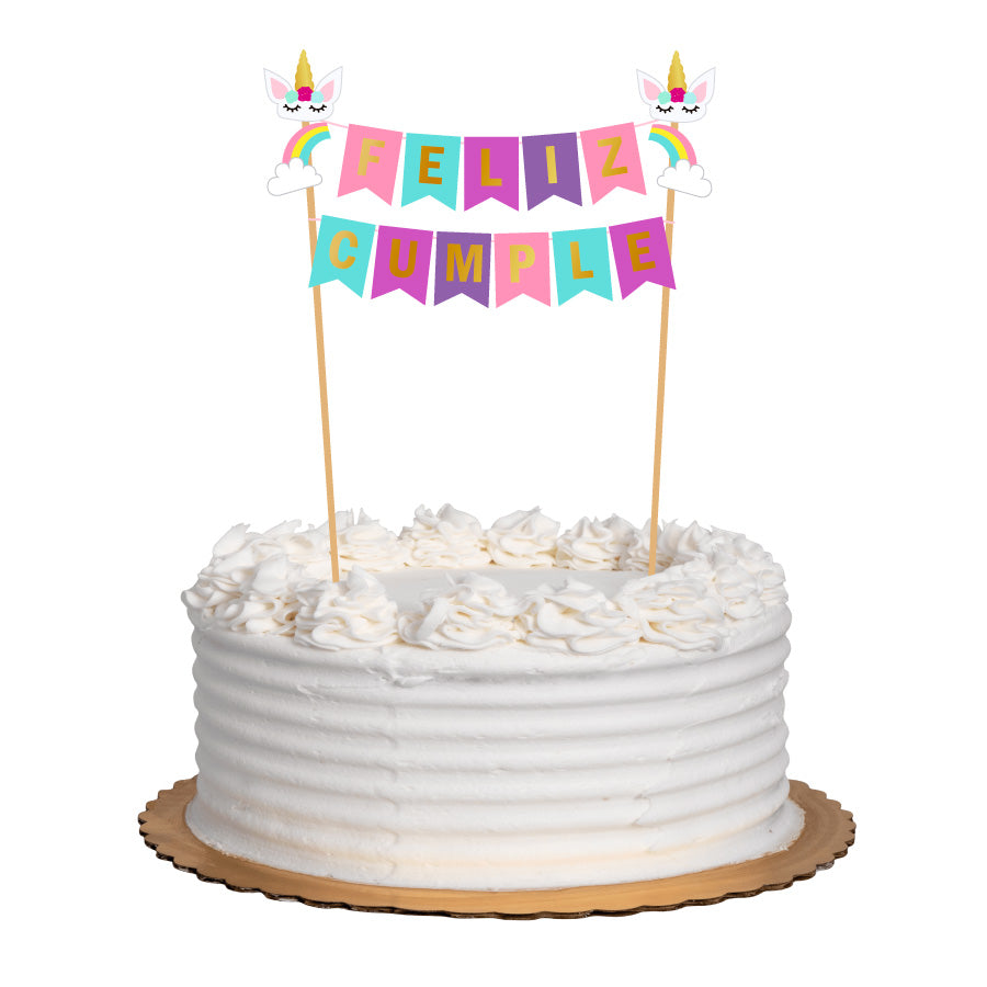 Cake Banner Feliz Cumple Unicornio